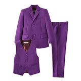 Purple 3 Piece Kids Boys' Formal Fit Blazer Vest and Pants Dress Suits Set
