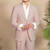 Casual Summer Lightweight Seersucker Suit Shorts Mens Set