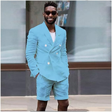 Linen Casual Slim Fit Cotton Men Blazer & Shorts Suits