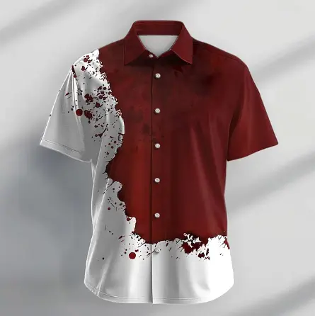 Blood stains Casual Men's Shirt Holiday Summer Turndown Short Sleeve Red Shirt - Wehilion.uk # # #