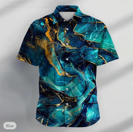 Graphic Marble Casual Men's Shirt Party Daily Holiday Summer Turndown Short Sleeve - Wehilion.uk # # #