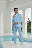 Seersucker Double Breasted Blazer Pants 2 Piece Men's Summer Suit