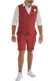 Men's Linen Summer Suits 2 Piece Causal Suits Vest and Shorts Tailored Fit 2025