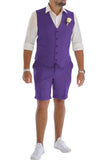 Men's Linen Summer Suits 2 Piece Causal Suits Vest and Shorts Tailored Fit 2025