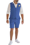 Men's Linen Summer Suits 2 Piece Causal Suits Vest and Shorts Tailored Fit 2025
