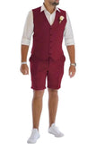 Men's Linen Summer Suits 2 Piece Causal Suits Vest and Shorts Tailored Fit 2025