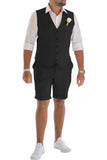 Men's Linen Summer Suits 2 Piece Causal Suits Vest and Shorts Tailored Fit 2025
