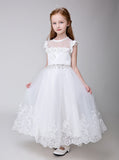 Applique Party Gown Flower Girl Long Dress for Wedding