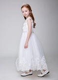 Applique Party Gown Flower Girl Long Dress for Wedding