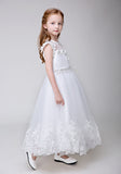 Applique Party Gown Flower Girl Long Dress for Wedding
