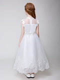 Applique Party Gown Flower Girl Long Dress for Wedding
