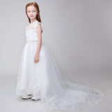 Flower Girl Applique Party Gown Long Dress for Wedding
