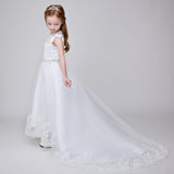 Flower Girl Applique Party Gown Long Dress for Wedding
