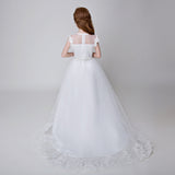 Flower Girl Applique Party Gown Long Dress for Wedding