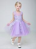 Short Applique Flower Girl Party Gown Long Dress for Wedding