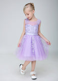 Short Applique Flower Girl Party Gown Long Dress for Wedding