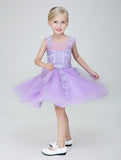 Short Applique Flower Girl Party Gown Long Dress for Wedding