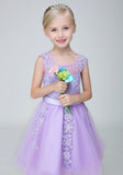 Short Applique Flower Girl Party Gown Long Dress for Wedding