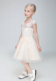 Short Applique Flower Girl Party Gown Long Dress for Wedding