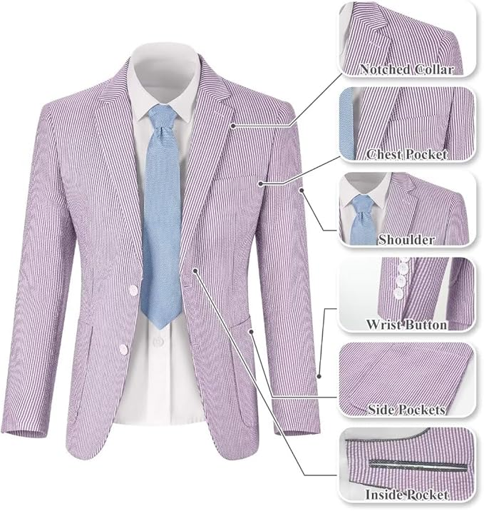 Summer Lightweight Seersucker Suit Shorts Mens Set 2 - Wehilion.uk # # #