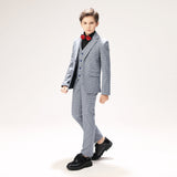 Black-and-white Plaid Elegant 5 Piece Boys Suits