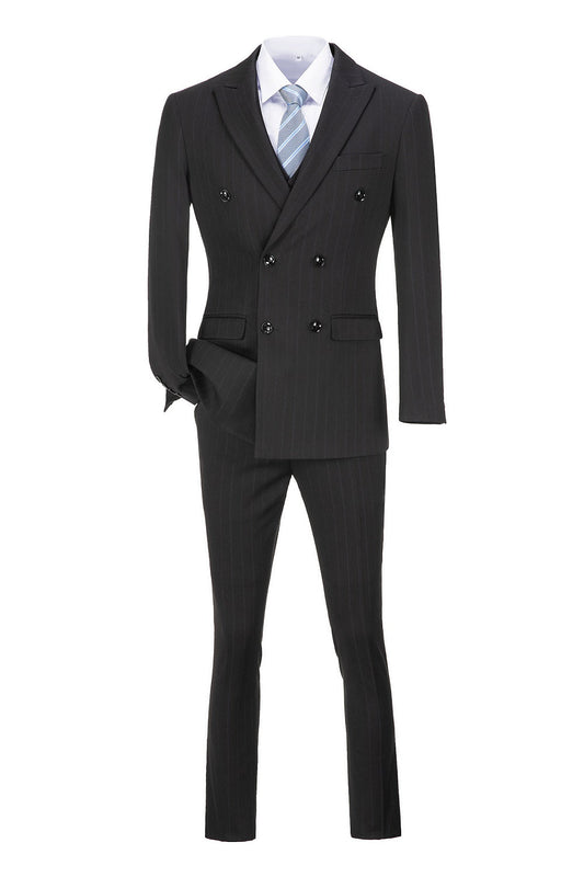 Black Stripe Men's 3 Piece Suit