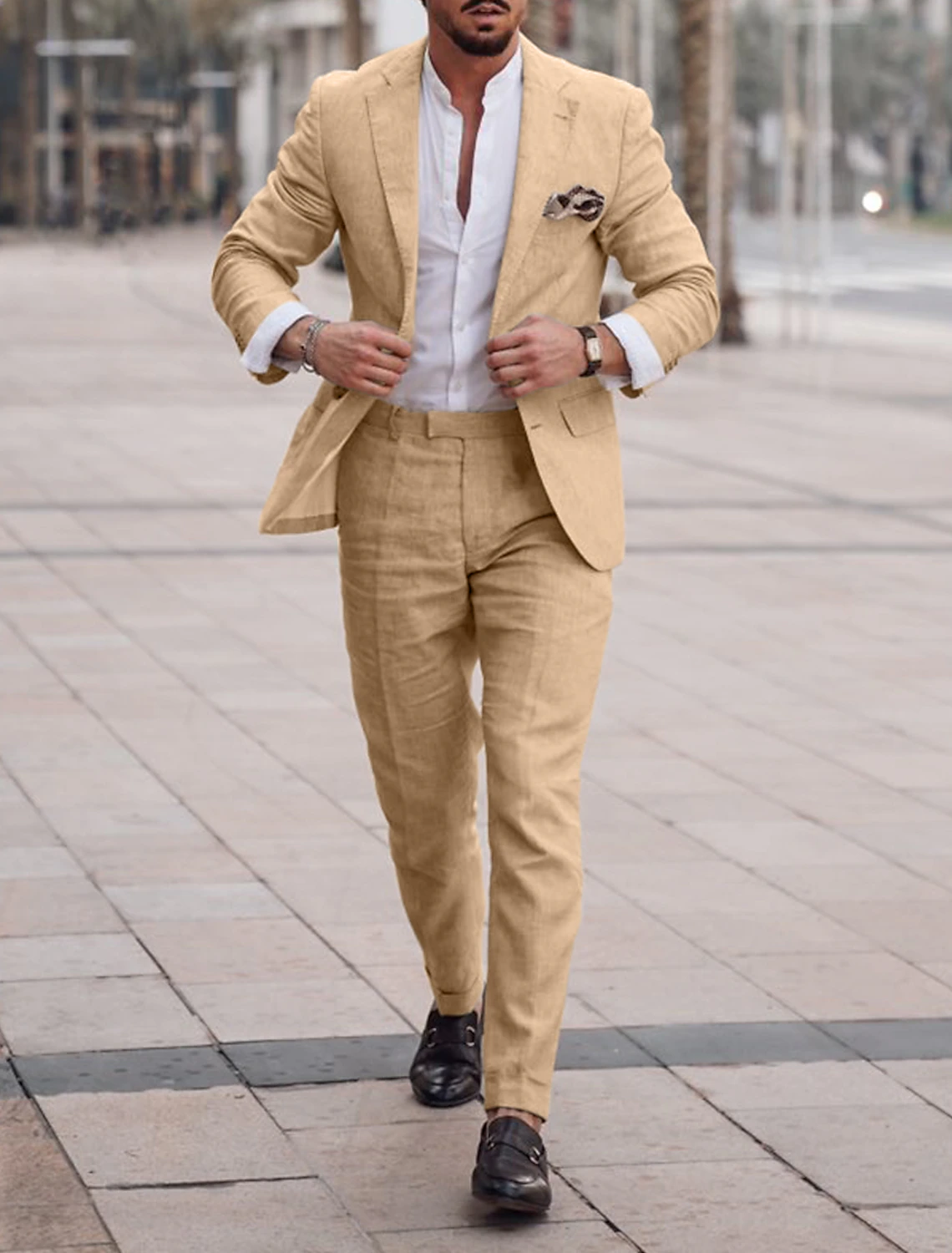 Men's Linen Suits Beach Wedding Summer Suits Single Breasted 2 Piece Suits 2024 - Wehilion.uk # # #