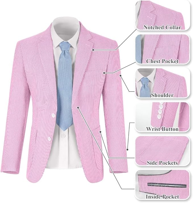 Summer Lightweight Seersucker Suit Shorts Mens Set 2 - Wehilion.uk # # #