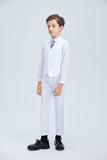 White Slim 4 Piece Boy's Formal Suits With Vest+Pants+Shirt+Tie