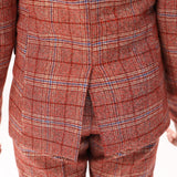 Red Plaid Elegant 5 Piece Boys Suits