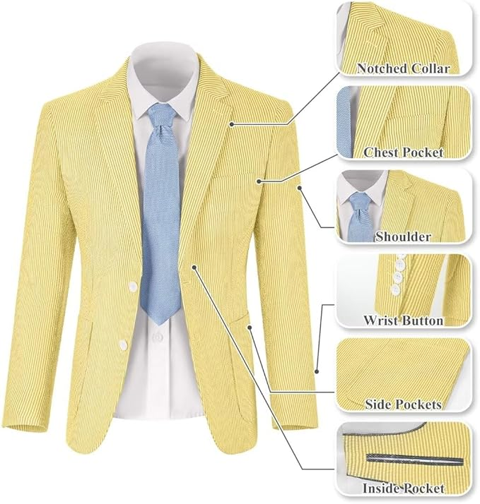 Summer Lightweight Seersucker Suit Shorts Mens Set 2 - Wehilion.uk # # #