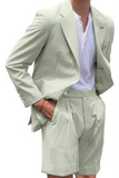 Summer Lightweight Seersucker Suit Shorts Mens Set 2 - Wehilion.uk # # #
