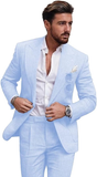 Summer Casual Linen Men's Slim Fit 2 Piece Suit