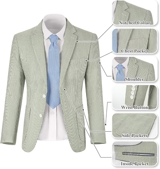 Summer Lightweight Seersucker Suit Shorts Mens Set 2 - Wehilion.uk # # #