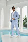 Seersucker Striped Blazer Pants 2 Piece Men's Summer Suit