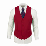 Red Two Button Wedding 3 Pieces Slim Fit Men Suits