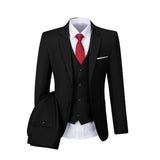 Black Two Button Wedding 3 Pieces Slim Fit Men Suits