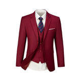 Burgundy Two Button Wedding 3 Pieces Slim Fit Men Suits