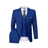 Royal Blue Two Button Wedding 3 Pieces Slim Fit Men Suits