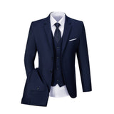Navy Two Button Wedding 3 Pieces Slim Fit Men Suits
