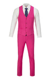 Fuchsia Two Button Wedding 3 Pieces Slim Fit Men Suits