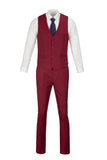 Burgundy Two Button Wedding 3 Pieces Slim Fit Men Suits