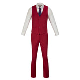 Red Two Button Wedding 3 Pieces Slim Fit Men Suits
