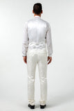 Unique Party Banquet White Navy 3 Piece Men Suits