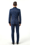 Purple Navy Unique Patterned Party 3 Piece Men Suits