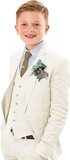 Summer Casual Linen 3 Piece Boys Suit Jacket Vest Pant Set