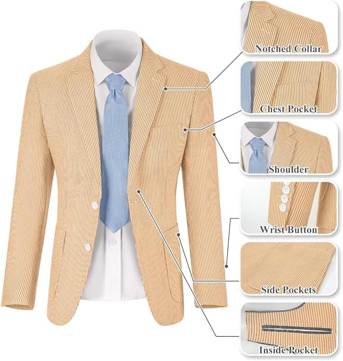 Summer Lightweight Seersucker Suit Shorts Mens Set 2 - Wehilion.uk # # #