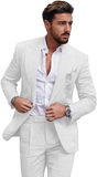 Summer Casual Linen Men's Slim Fit 2 Piece Suit