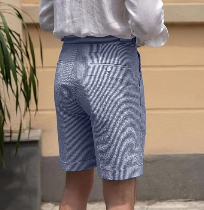 Summer Lightweight Seersucker Suit Shorts Mens Set 2 - Wehilion.uk # # #