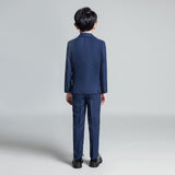 Navy Plaid Elegant 5 Piece Boys Suits